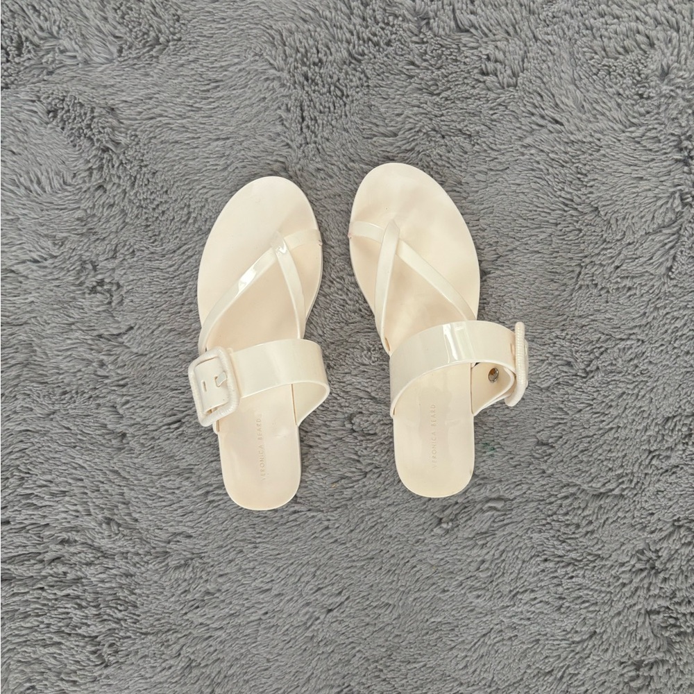 Veronica Beard Cream Minimalist Sandals